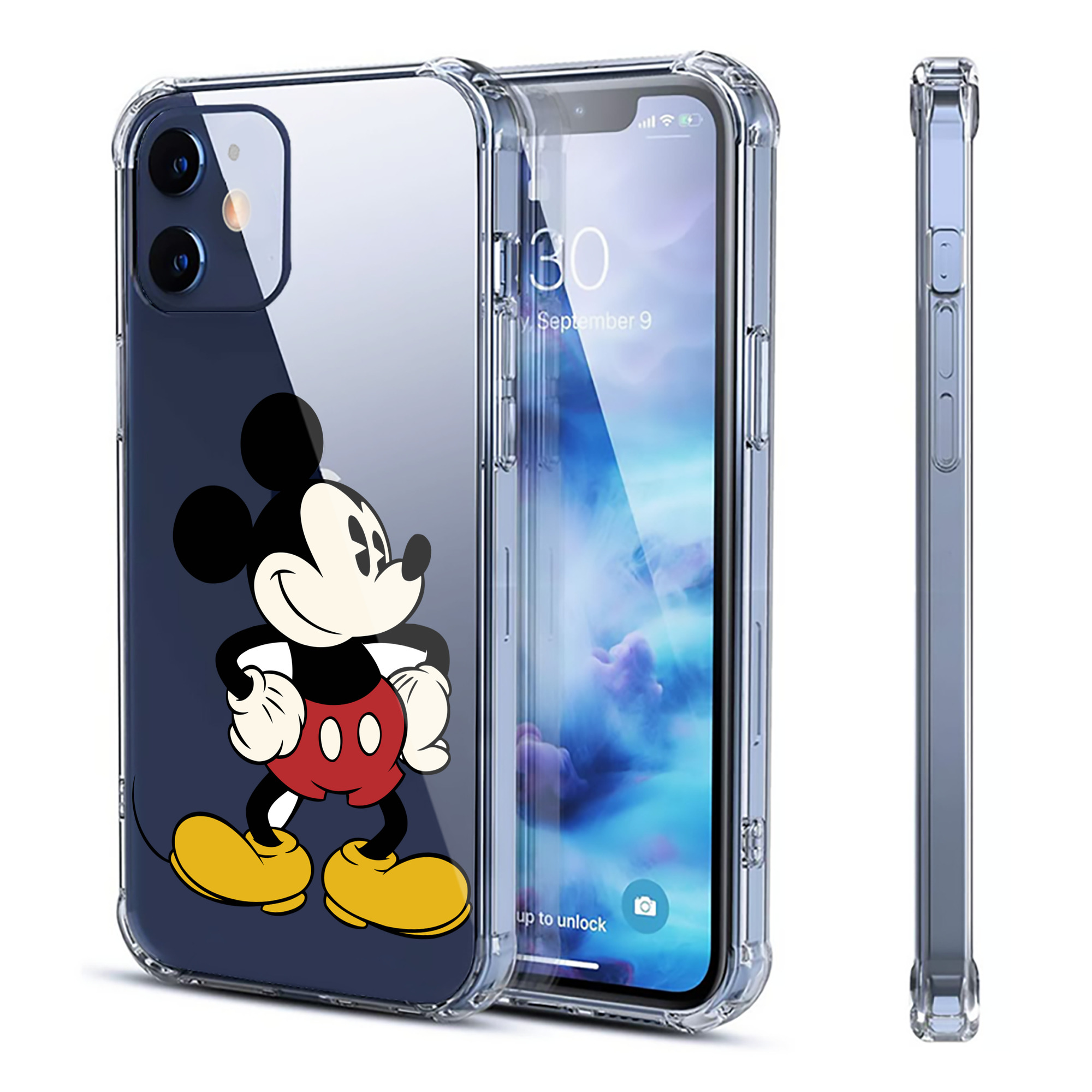 （画像用） ミッキーマウス Mickey Mouse 【iPhone 12シリーズ対応】透明スマホケース（クリアソフトケース）